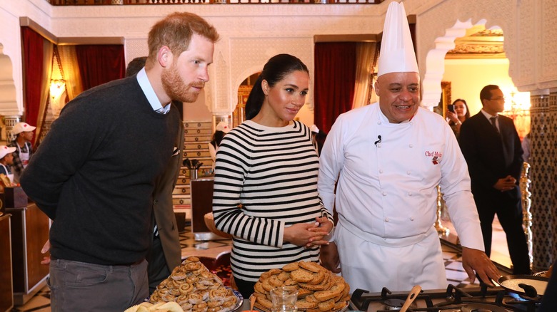 Harry and Meghan with food