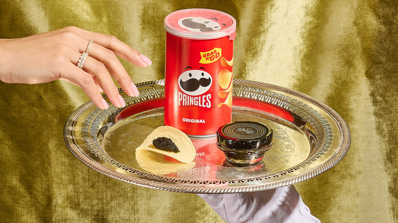 fancy pringles and caviar platter