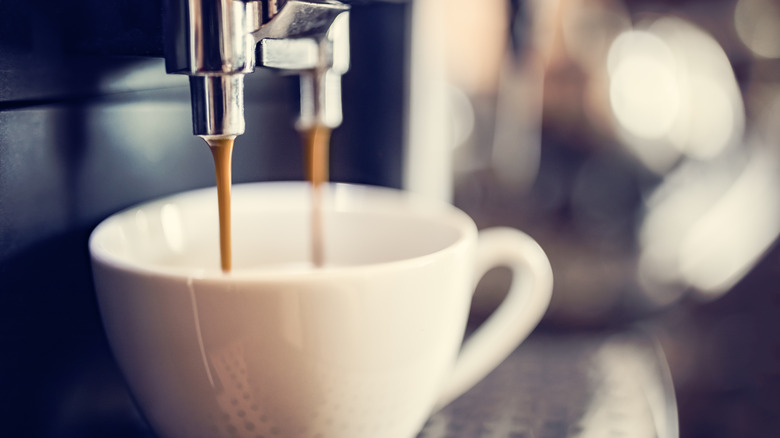 Espresso coming out of machine