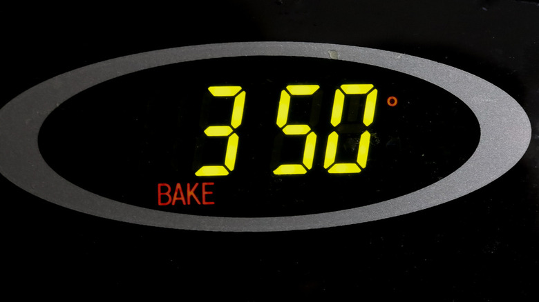 oven temperature set to 350 F
