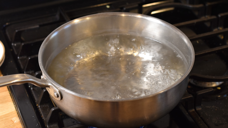 boiling water in a pot