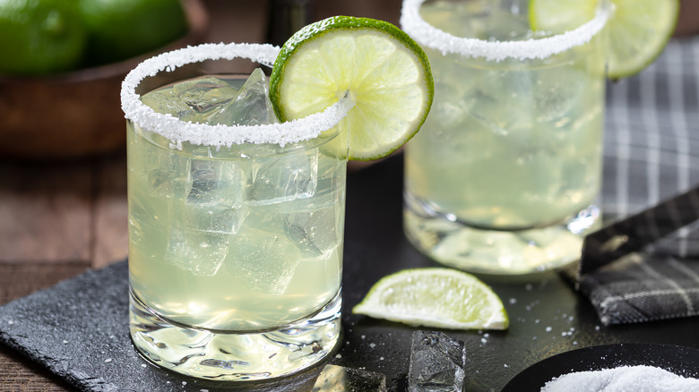 margaritas, salted rim and lime