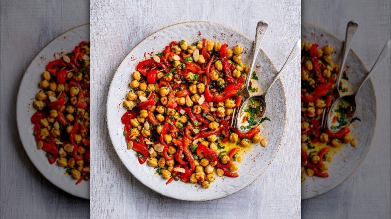 Prue Leith dish with pickled elements, peanuts, peppers