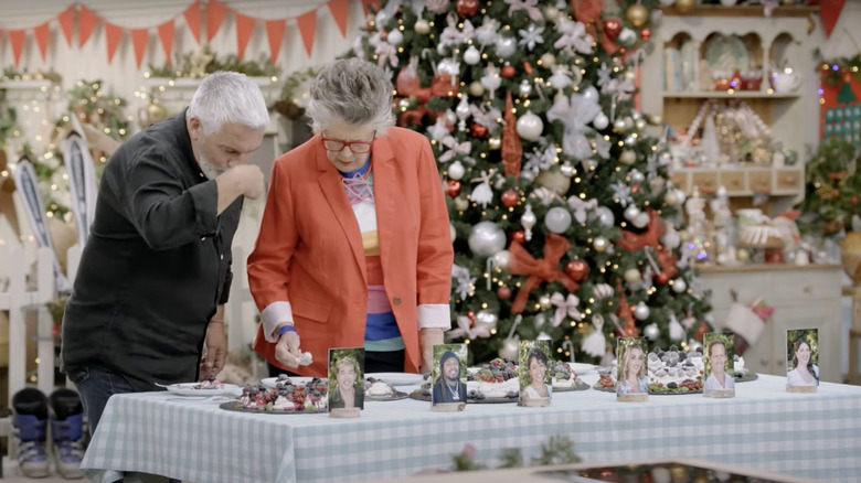 Prue Leith and Paul Hollywood tasting food