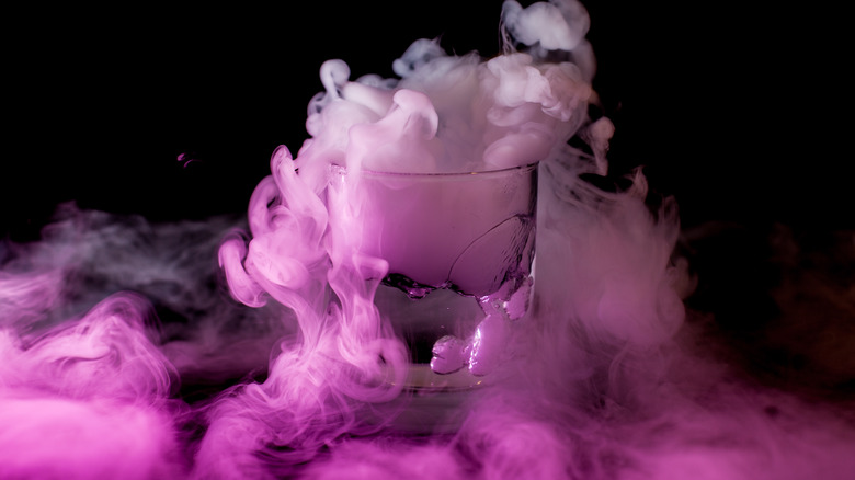 Dry ice in purple drink