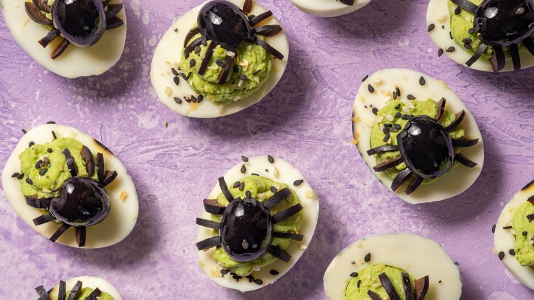 olive spiders on deviled eggs