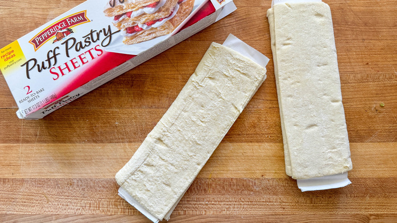 pastry dough on cutting board