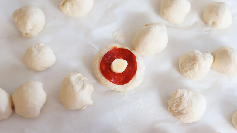 dough balls stuffed with pepperoni and cheese