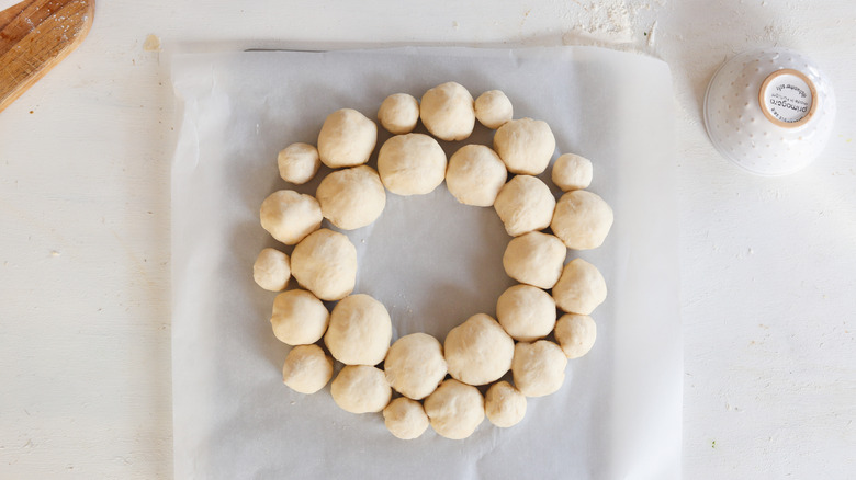 dough ball in a wreath