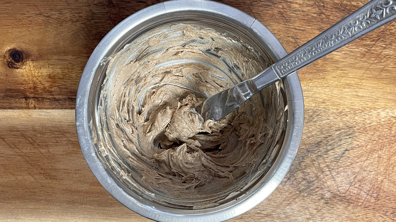 mixing cinnamon butter in bowl