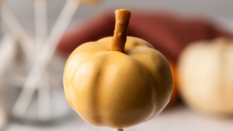 pumpkin cake pop with pretzel