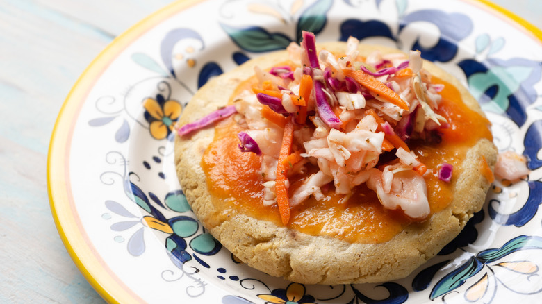 Pupusa with coleslaw