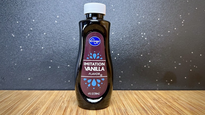 A bottle of imitation vanilla flavor