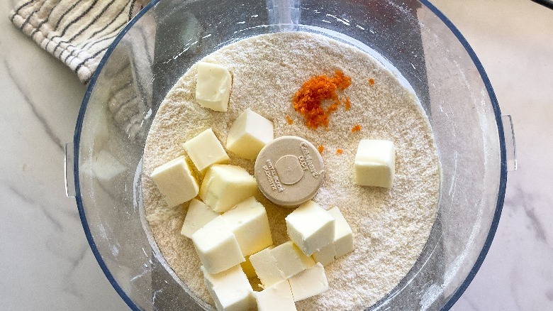 dough ingredients in food processor