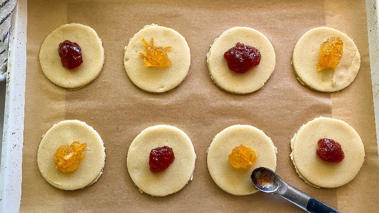 dough circles with jam in center