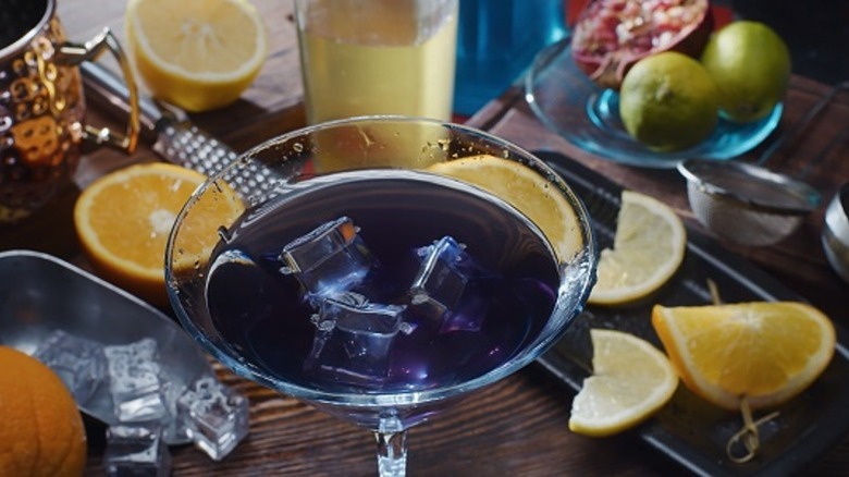 purple cocktail and drink ingredients