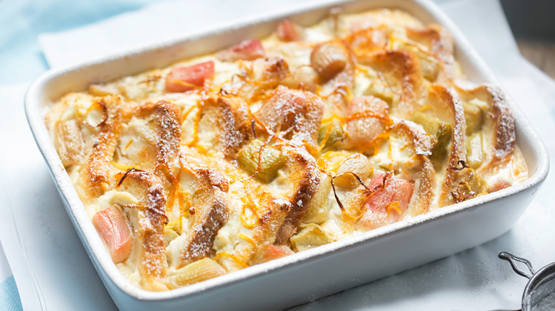 Bread pudding in baking pan