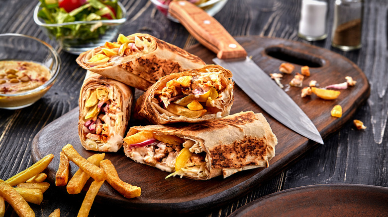 Southwestern pitas with French fries