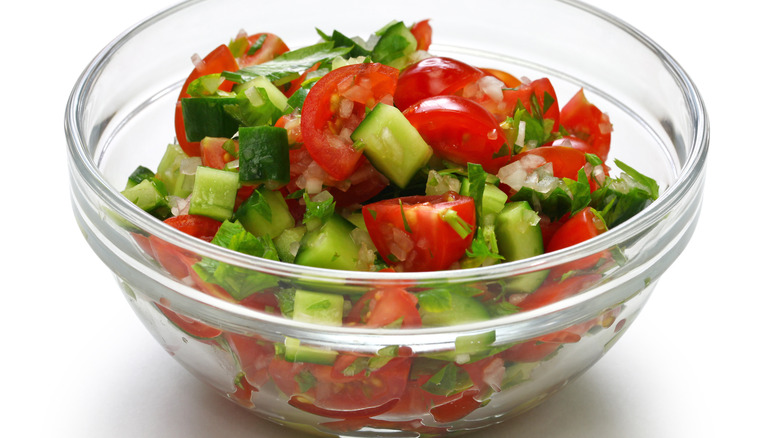 Arabic salad of tomatoes, cucumbers and mint