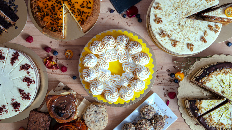 assortment of british desserts on table