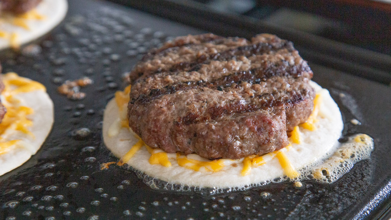 burger on a tortilla 