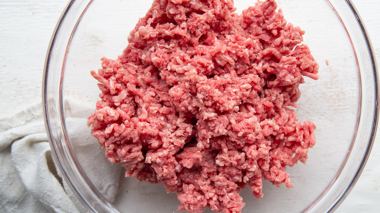 ground beef in a bowl 