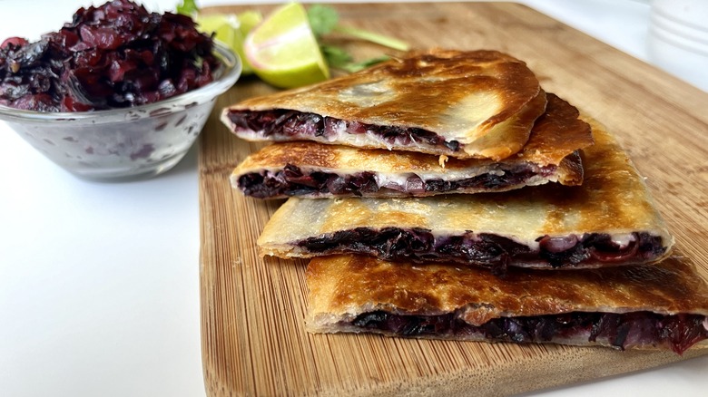 hibiscus quesadillas with pineapple salsa