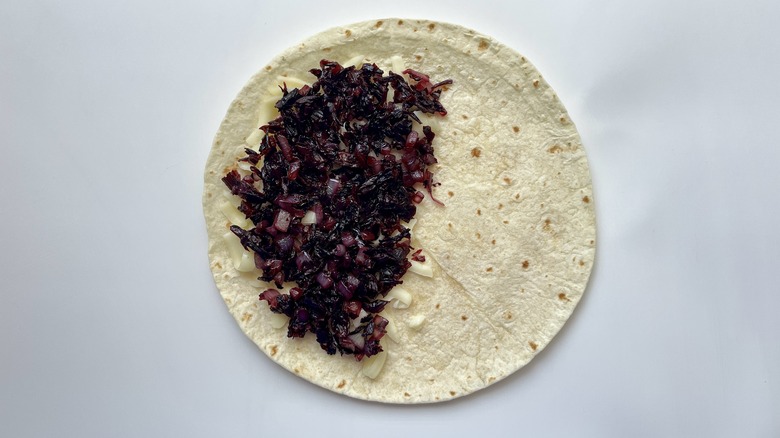 tortilla with cheese and hibiscus