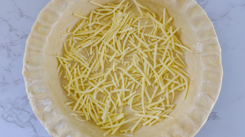 cheese sprinkled in pie crust