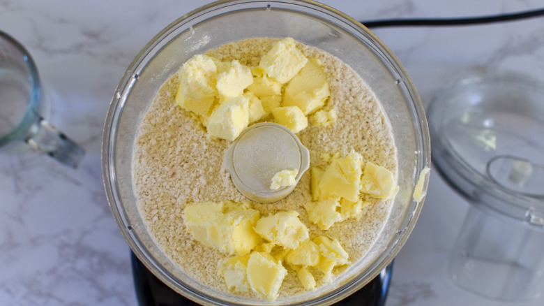 butter and dry ingredients mixing