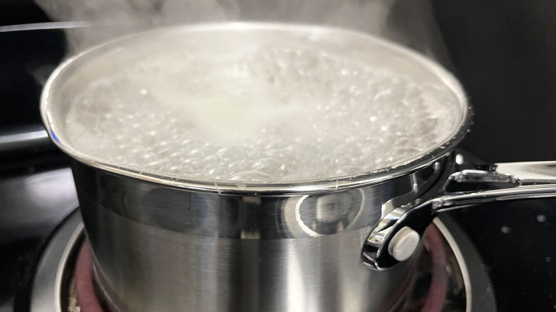 boiling water in pot