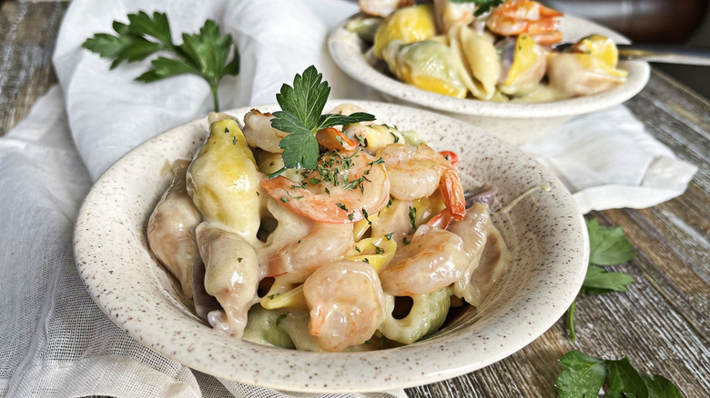 brown butter shrimp pasta bowls