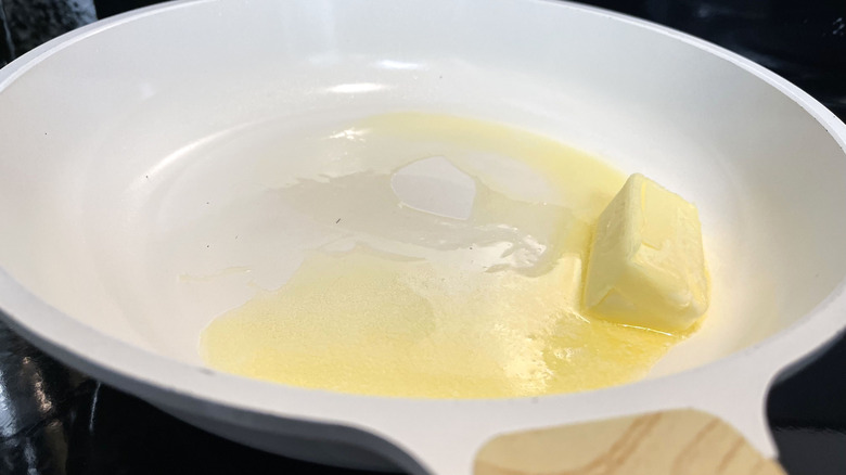 butter melting in pan