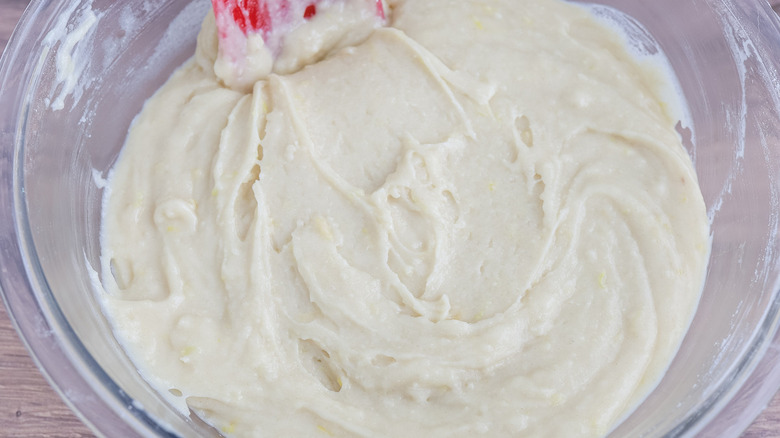 white batter in clear bowl