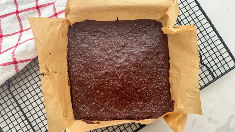 brownies in parchment cooling