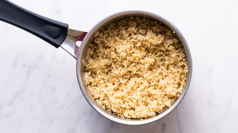 cooked quinoa in a pot