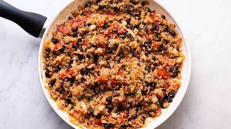 quinoa mixture in a skillet