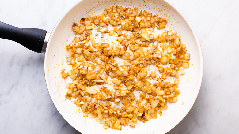 cooked onions in a skillet