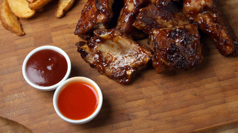 Steak with two sauces