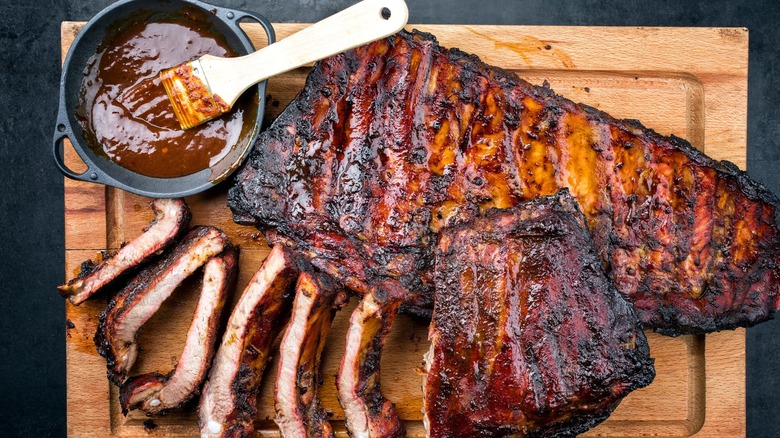 baby back ribs and BBQ sauce