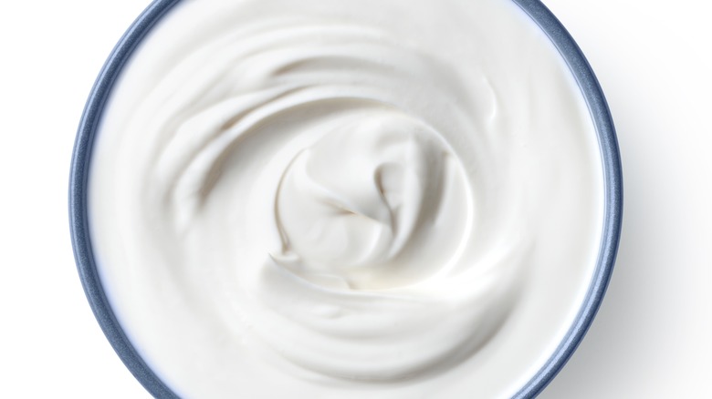 Aerial shot of sour cream