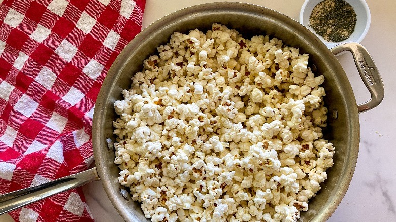 popped corn in frying pan