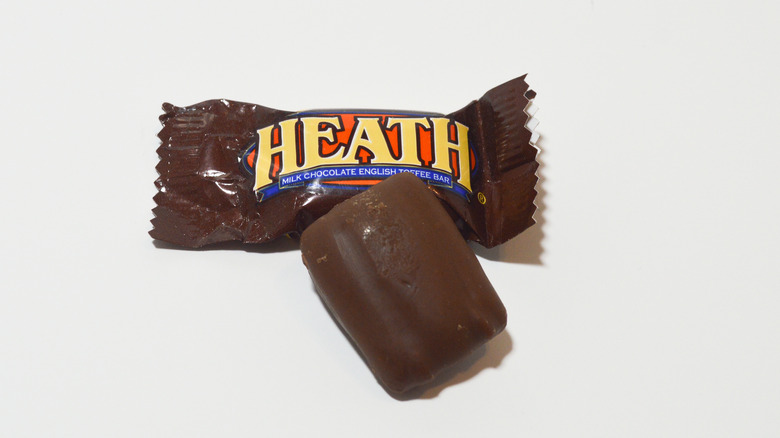 Heath bar candy white background