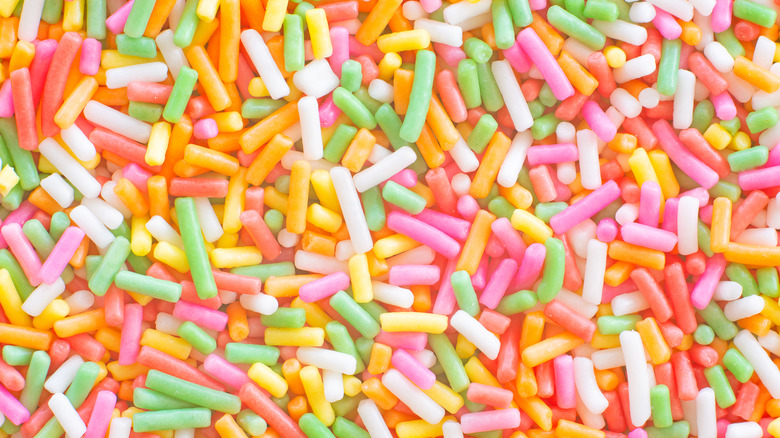 Rainbow sprinkles as background