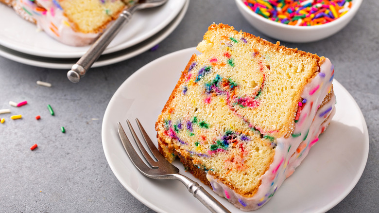 Funfetti cake on table