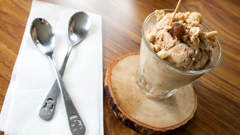 Nutty ice cream and spoons