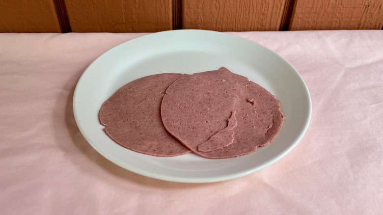 Strassburger Liverwurst slices on plate