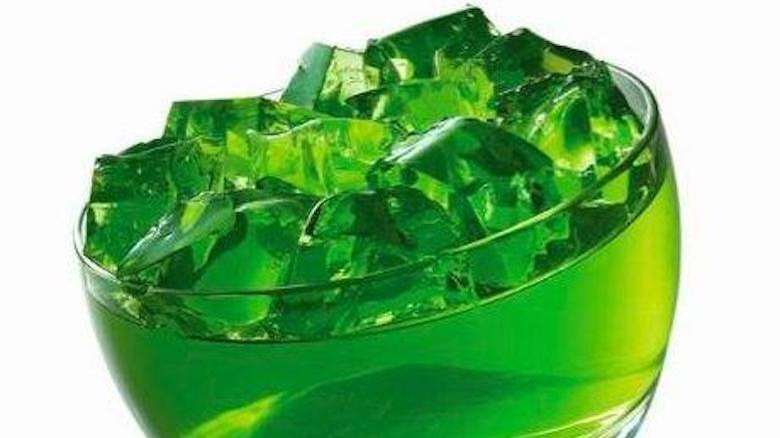 green Lime jello cubes bowl