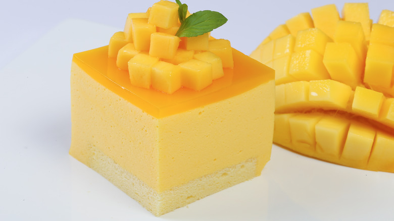 Mango jello cube yellow