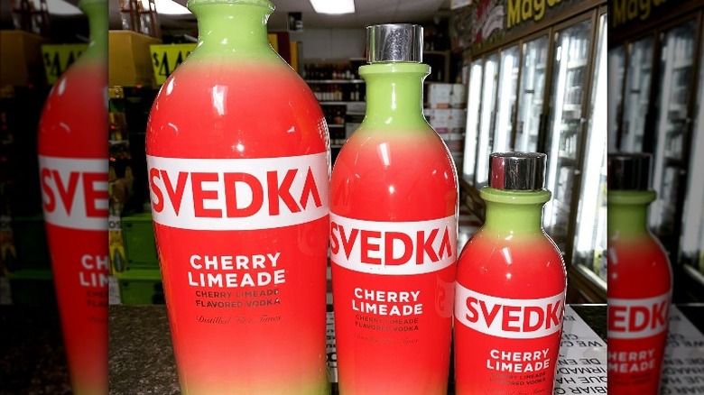 Bottles of cherry limeade vodka